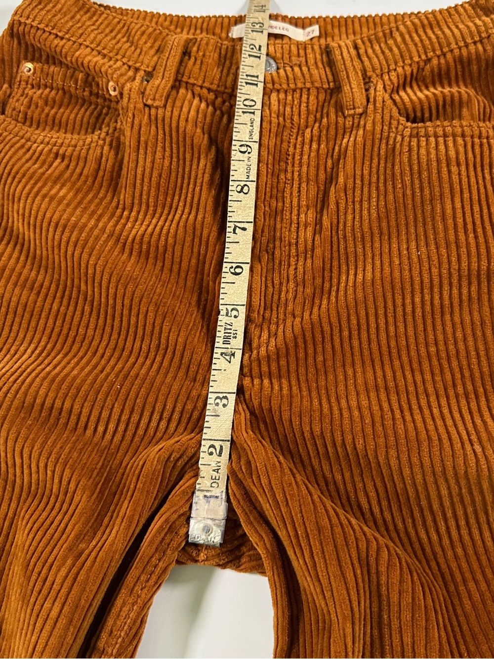 Levi’s Ribcage Wide Leg Corduroy Crop Pants Burnt Orange High Rise 27 - Picture 9 of 12
